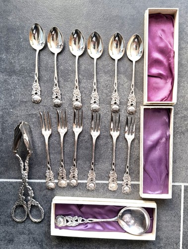 14tlg kaffebesteck set antik - 14tlg.kaffebesteck,